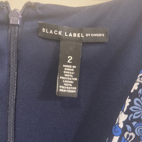 Black Label by Chico’s blue and white handkerchief dress sz 2 (US L) - Picture 3 of 6